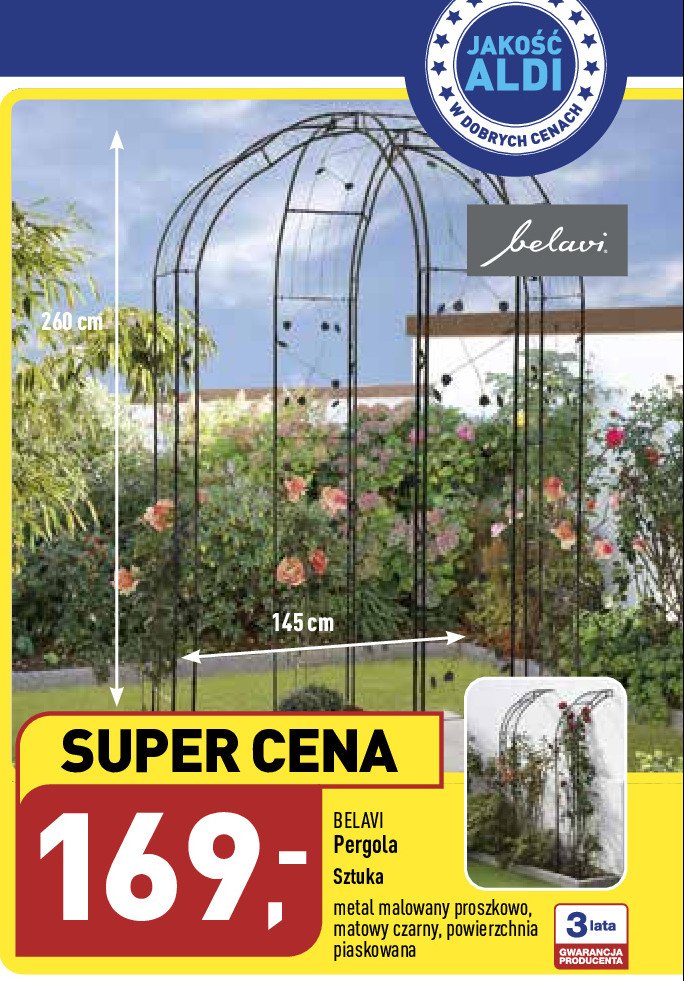 Pergola 145 x 260 x 38 cm BELAVI promocja