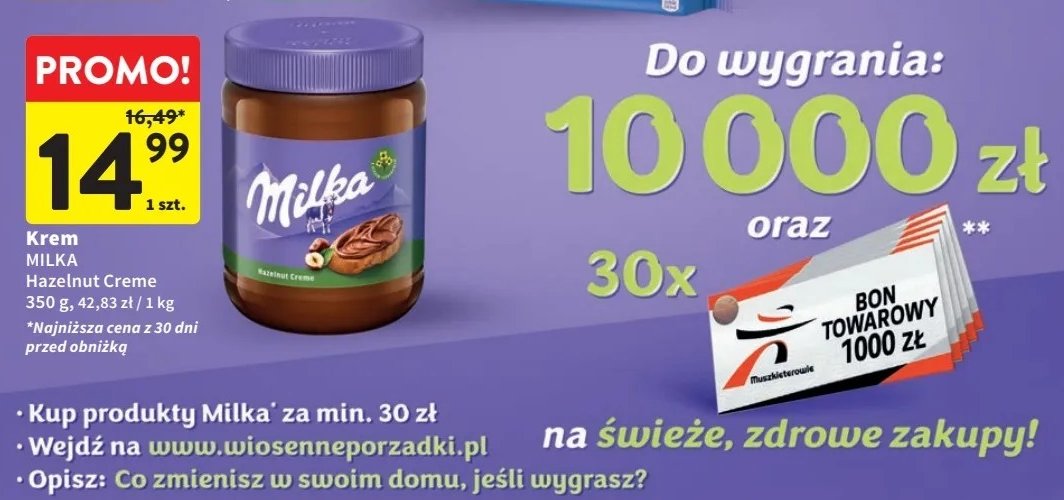 Krem czekoladowo-orzechowy Milka promocja w Intermarche