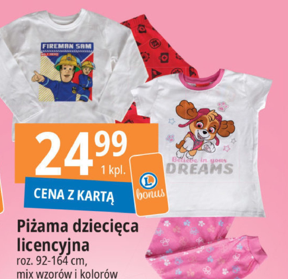 Piżama dziecięca 92-164 cm strażak sam promocja