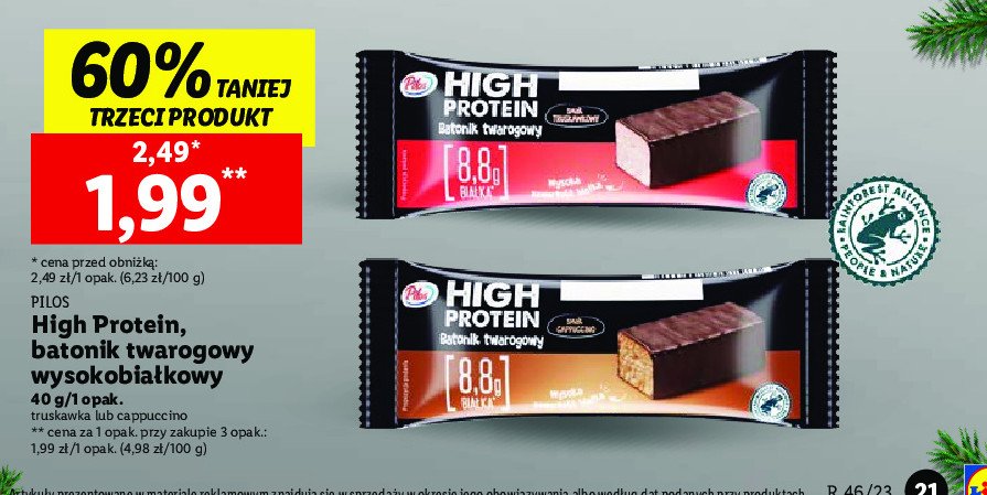 Baton wysokobia艂kowy twarogowy cappuccino PILOS HIGH PROTEIN promocja