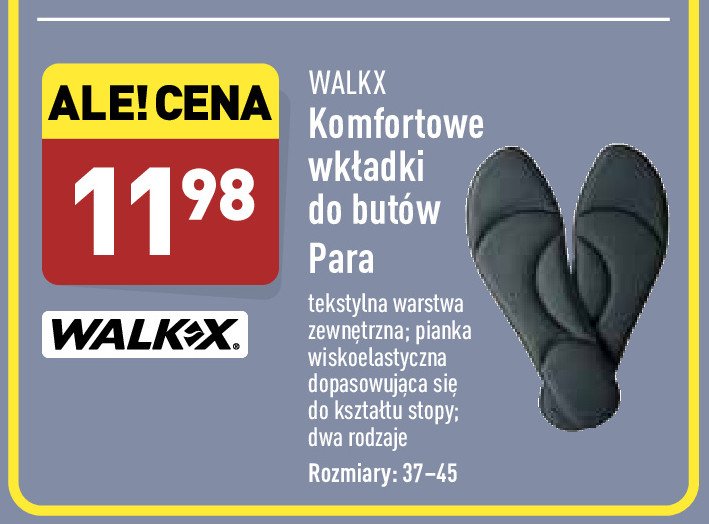Komfortowe wkładki do butów 37-45 Walkx promocja