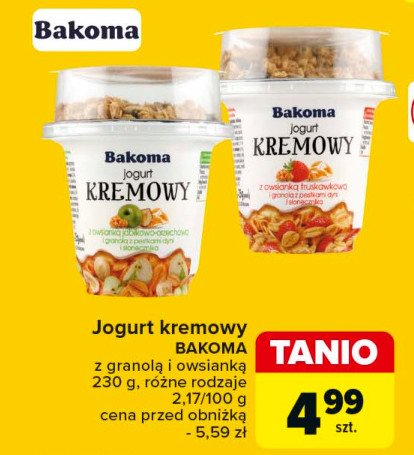 Jogurt truskawkowy z granolą Bakoma kremowy promocja