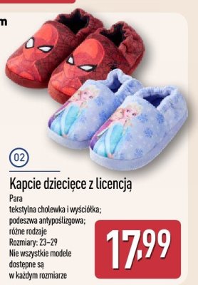 Kapcie dziecięce z licencją różne rodzaje promocja w Aldi