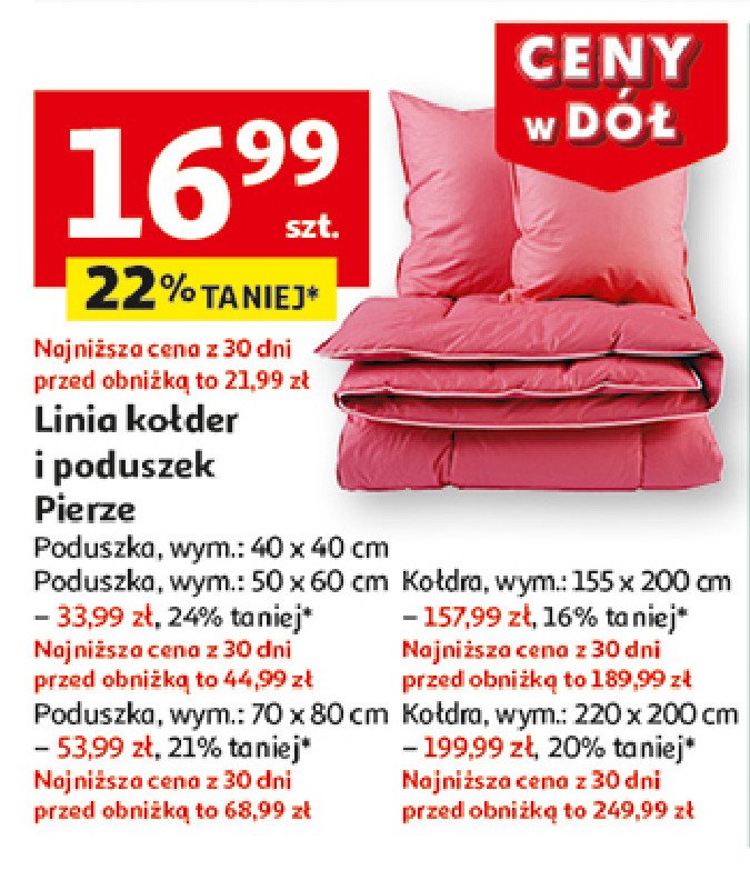 Poduszka pierze 70 x 80 cm promocja