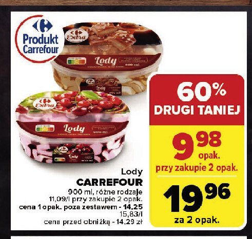 Lody wanilia-słony karmel Carrefour extra promocja w Carrefour Market