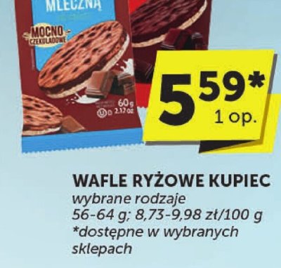 Wafle ryżowe Kupiec wybrane rodzaje promocja w Euro Sklep