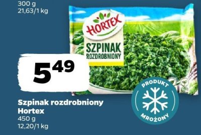 Szpinak rozdrobniony Hortex promocja w Netto