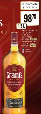 Whisky Grant's Triple Wood 1.5L 40% promocja w Dino
