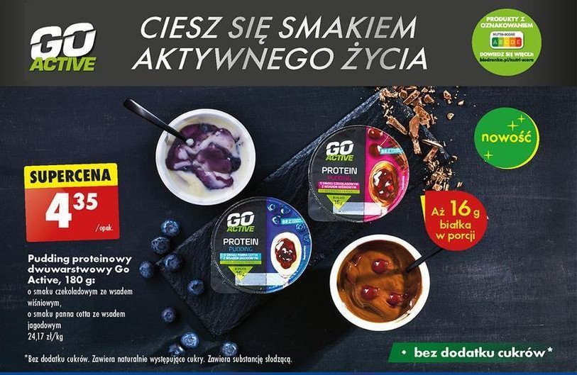 Pudding panna cotta z wsadem jagodowym Go active promocja