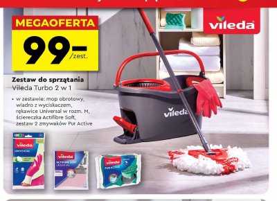 Zestaw turbo + r臋kawice rozm. m + 艣ciereczka actifibre soft + zmywaki pur active Vileda promocja