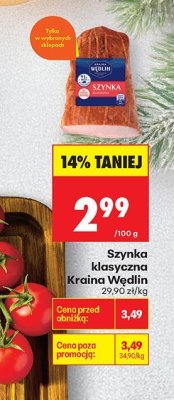 Szynka klasyczna Kraina Wędlin, 100 g promocja w Biedronka