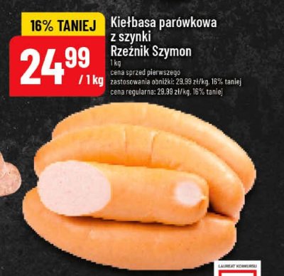 Kiełbasa parówkowa z szynki Rzeźnik Szymon promocja w POLOmarket