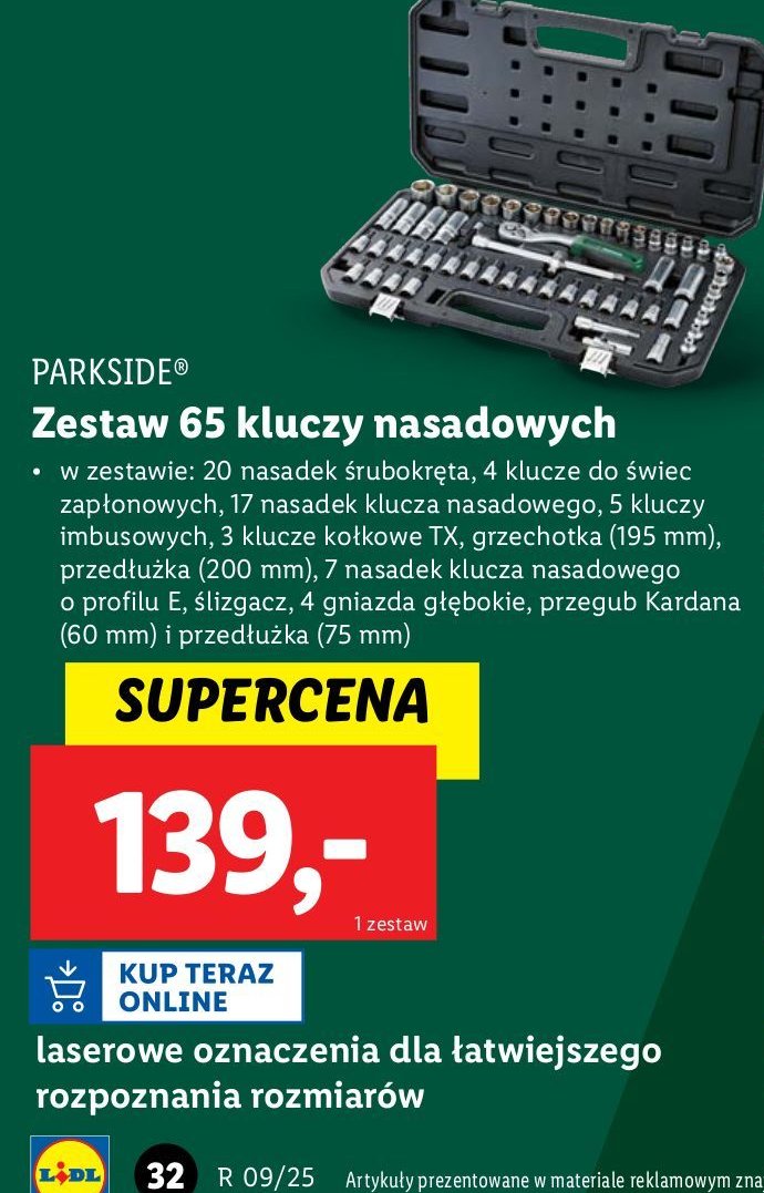 Zestaw kluczy nasadowych 1/4" + 1/2" Parkside promocja w Lidl