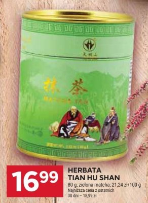 Herbata Tian Hu Shan zielona matcha promocja w Stokrotka
