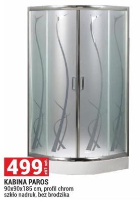 Kabina prysznicowa Paros 90x90x185 cm profil chrom szkło nadruk, bez brodzika promocja w Merkury Market