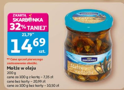 Małże w oleju 200g promocja w Auchan