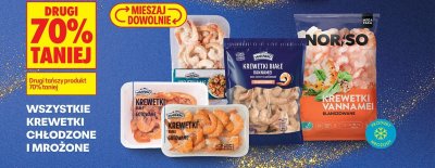 Wszystkie chłodzone i mrożone krewetki DRUGIE -70% promocja w Biedronka