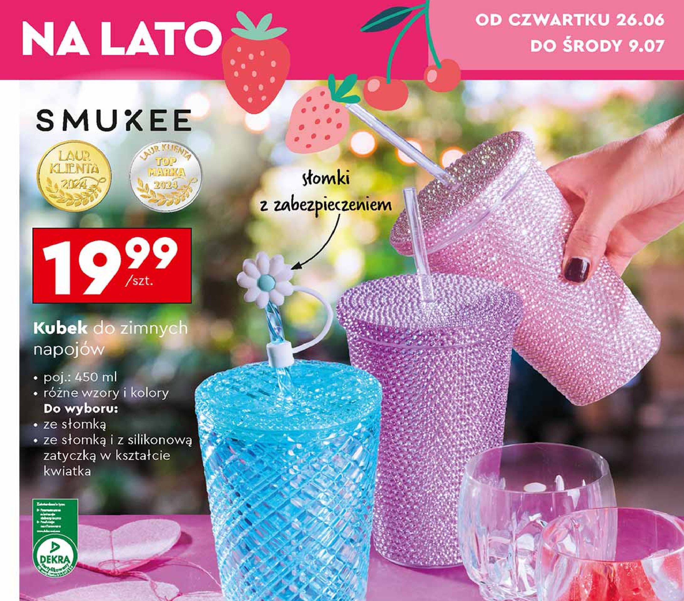 Kubek ze słomką 450 ml Smukee promocja w Biedronka