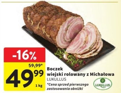 Boczek wiejski rolowany z Michałowa LUKULLUS promocja w Intermarche