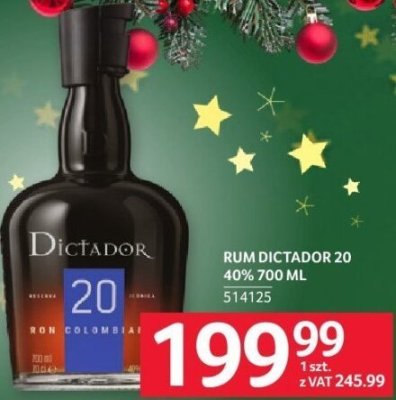 Rum Dictador 20 40% 700 ml promocja w Selgros