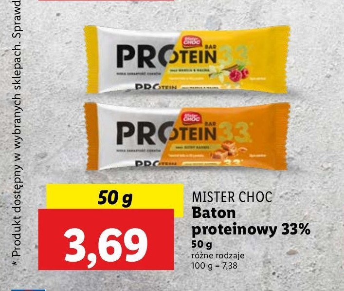 Baton proteinowy wanilia i malina Mister choc promocja