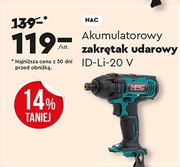Zakrętak udarowy akumulatorowy NAC ID-Li-20 V promocja w Biedronka