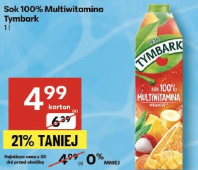 Sok 100% Multiwitamina Tymbark 1 l promocja w Delikatesy Centrum