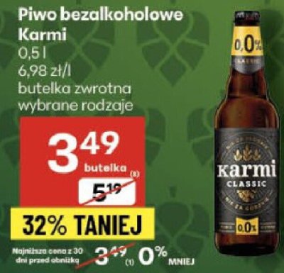 Piwo bezalkoholowe Karmi 0.5l promocja w Delikatesy Centrum