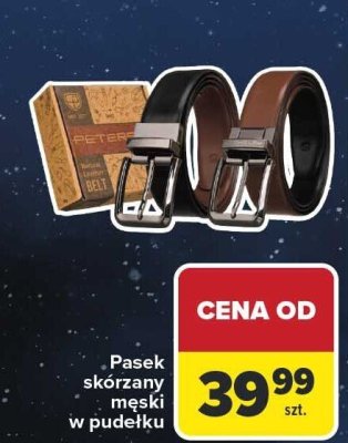 Pasek skórzany męski w pudełku promocja w Carrefour
