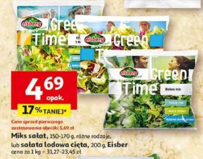 Miks sałat 150-170 g różne rodzaje lub sałata lodowa cięta 200 g Eisber promocja w Auchan
