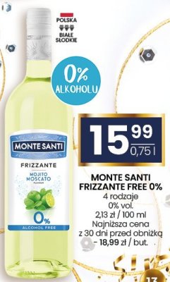 Wino MONTE SANTI FRIZZANTE FREE 0% 4 rodzaje promocja w Twój Market