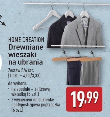 Wieszaki z wycięciem do wieszania spódnic Home creation promocja w Aldi