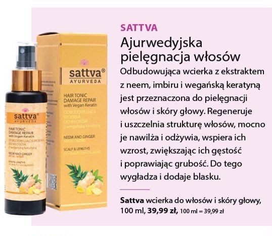 Wcierka do skóry głowy neem i imbir Sattva ayurveda promocja