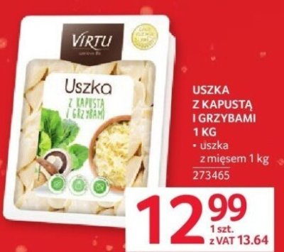 Uszka z kapustą i grzybami Virtu 1 kg promocja w Selgros