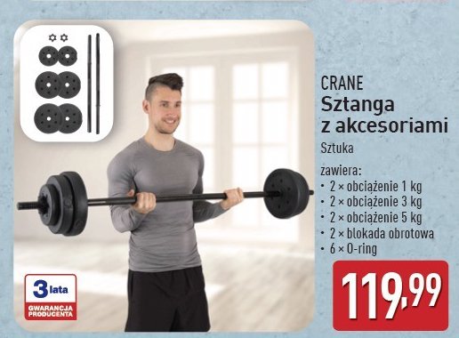 Sztanga z akcesoriami CRANE promocja w Aldi