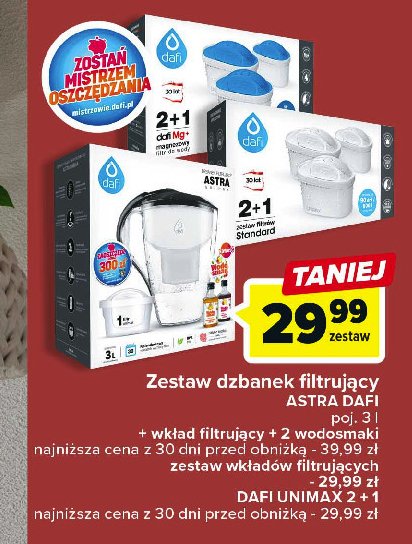Zestaw dzbanek filtruj膮cy astra classic 3 l + 2 wodosmaki pomara艅cza z imbirem 50 ml + malina z cytryn膮 50 ml Dafi promocja