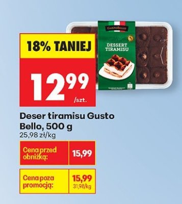 Deser tiramisu Gusto Bello promocja w Biedronka