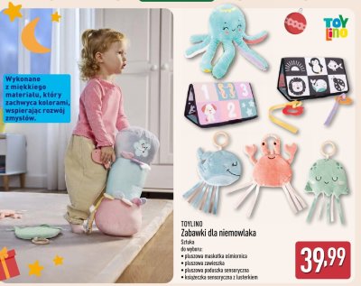 Zabawki dla niemowlaka - pluszowa poduszka sensoryczna promocja w Aldi