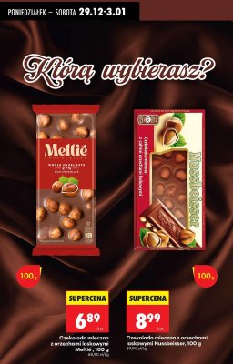 Czekolada mleczna z orzechami laskowymi Nussbeisser 100 g promocja w Biedronka