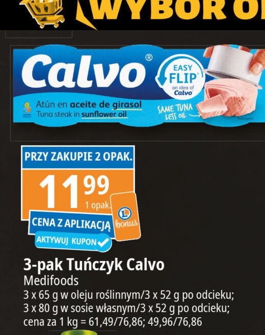 Tu艅czyk w sosie w艂asnym Calvo promocja