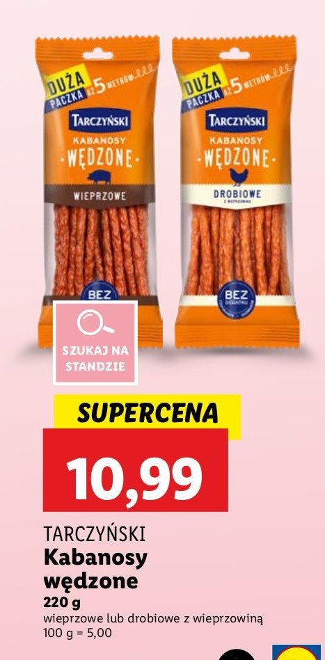 Kabanosy wędzone wieprzowe Tarczyński promocja w Lidl