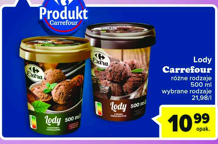 Lody czekoladowo-orzechowe Carrefour extra promocja