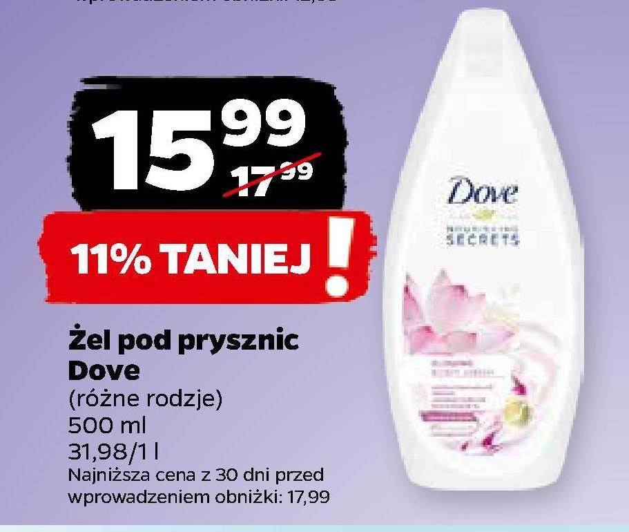 Żel pod prysznic glowing ritual Dove nourishing secrets promocja