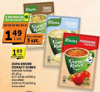 Zupa Knorr Gorący Kubek wybrane rodzaje promocja w ABC