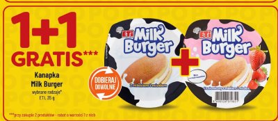 Kanapka Milk Burger wybrane rodzaje ETI promocja w POLOmarket