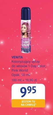 Spray koloryzujący VENITA do włosów 1-Day Color, Pink World promocja w Drogerie DM