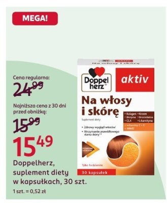 Suplement diety Na włosy skórę i paznokcie aktiv w kapsułkach, 30 szt. promocja w Rossmann