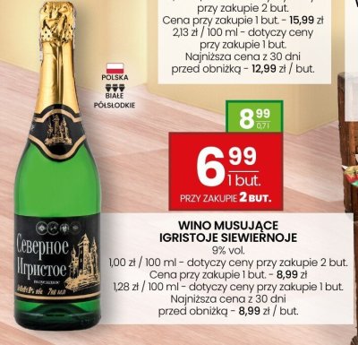 Wino musujące Igristoje Siwiernoje 9% vol. promocja w Twój Market