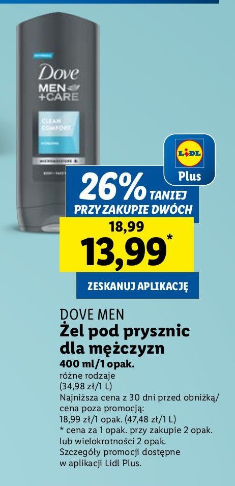 Żel pod prysznic clean comfort Dove men+care promocja