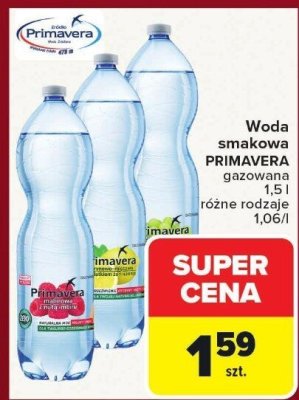 Woda smakowa PRIMAVERA gazowana różne rodzaje promocja w Carrefour